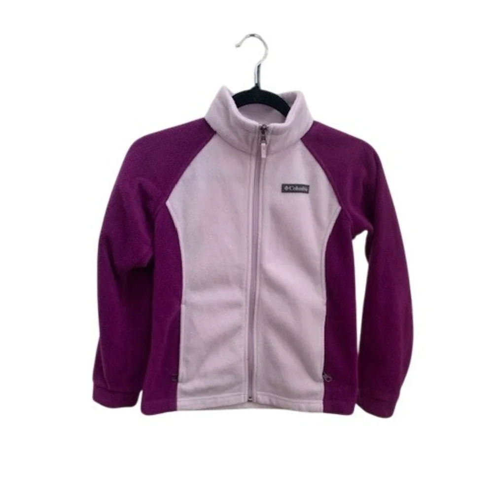 Columbia Girls Purple Colorblock Full Zip Fleece Jacket Size M Outdoorsy 10/12
